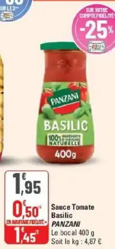 G20 PANZANI Sauce Tomate Basilic offre