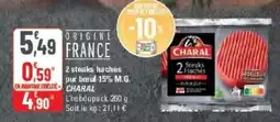 G20 Charal 2 steaks hachés pur boeuf 15% mg offre