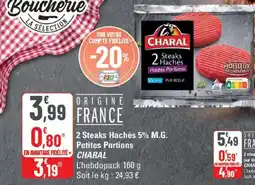 G20 Charal 2 steaks hachés 5% mg petites portions offre