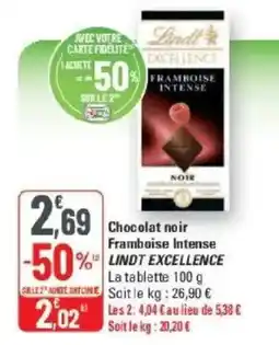G20 Lindt Chocolat noir offre