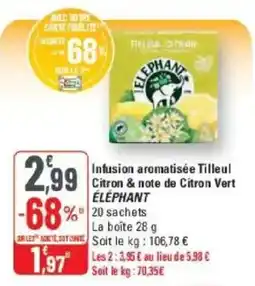 G20 ÉLÉPHANT Infusion aromatisée Tilleul Citron & note de Citron Vert offre