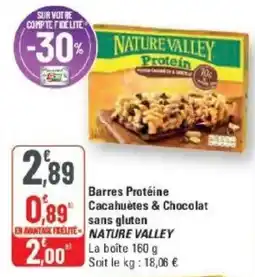 G20 NATURE VALLEY Barres Protéine Cacahuètes & Chocolat sans gluten offre