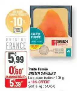G20 BREIZH SAVEURS Truite Fumée offre