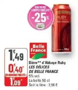 G20 Belle France Bière d'Abbaye Ruby offre