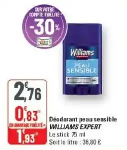G20 Williams Déodorant peau sensible offre