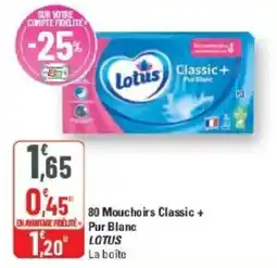 G20 LOTUS Mouchoirs Classic + Pur Blanc offre