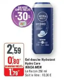 G20 NIVEA MEN Gel douche Hydratant Hydro Care offre