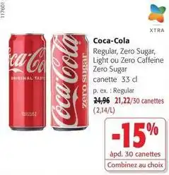 Colruyt Coca cola - regular, zero sugar, light ou zero caffeine zero sugar offre