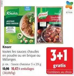 Colruyt Knorr - toutes les sauces chaudes en poudre ou en brique ou mélanges offre