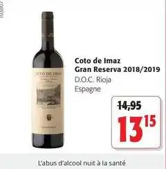 Colruyt Coto de imaz gran reserva 2018/2019 offre