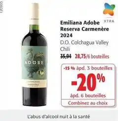 Colruyt X-tra - emiliana adobe reserva carmenere 2024 offre