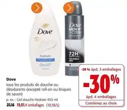 Colruyt Dove - tous les produits de douche ou déodorants (excepte roll-on ou briques de savon) offre