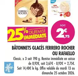 Match Ferrero rocher / rafaello bâtonnets glacés offre