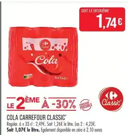 Match Carrefour classic cola offre