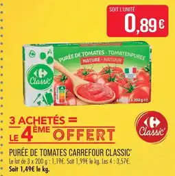 Match Carrefour classic' purée de tomates offre