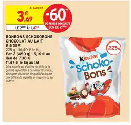 Intermarché Hyper Kinder bonbons schokobons chocolat au lait offre