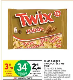 Intermarché Hyper Twix minis barres chocolatées x15 offre