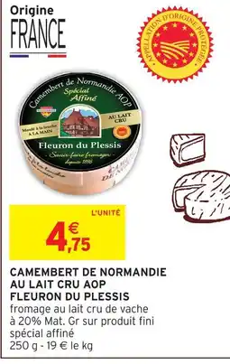 Intermarché Hyper Fleuron du plessis camembert de normandie au lait cru aop offre