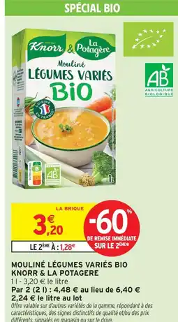 Intermarché Hyper Knorr & la potagere mouliné légumes variés bio offre
