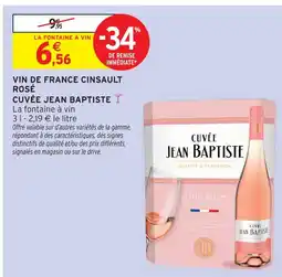 Intermarché Hyper Cuvée jean baptiste vin de france cinsault rosé offre