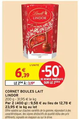 Intermarché Hyper Lindor lindor cornet boules lait offre
