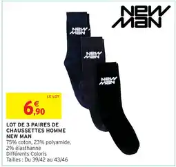 Intermarché Hyper New man lot de 3 paires de chaussettes homme offre