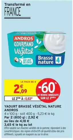 Intermarché Hyper Andros yaourt brassé végétal nature au lait de coco offre