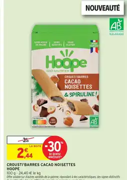 Intermarché Hyper Hoope crousti'barres cacao noisettes & spiruline offre