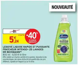 Intermarché Hyper Dr beckmann lessive liquide rapide et puissante fraîcheur intense+ 25 lavages(b) offre