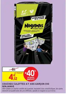 Intermarché Hyper Ninjamas couches culottes 4-7 ans garçon x x10 offre