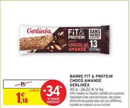 Intermarché Hyper Gerlinéa barre fit & protein choco amande offre