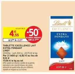 Intermarché Hyper Lindt tablette excellence lait extra fondant offre