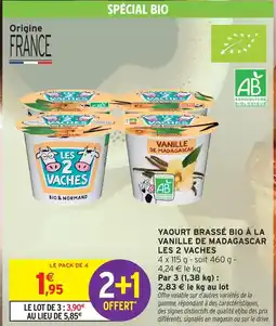 Intermarché Express Les 2 vaches yaourt brassé bio à la vanille de madagascar offre