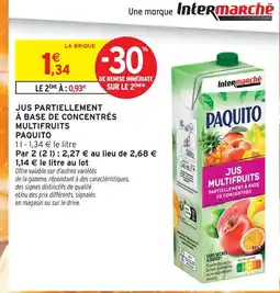 Intermarché Express Paquito jus partiellement à base de concentrés multifruits offre
