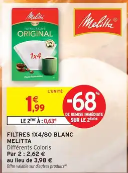 Intermarché Hyper Melitta filtres 1x4/80 blanc offre