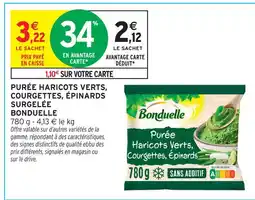 Intermarché Hyper Bonduelle purée haricots verts, courgettes, épinards surgelée offre