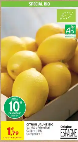 Intermarché Hyper Citron jaune bio offre