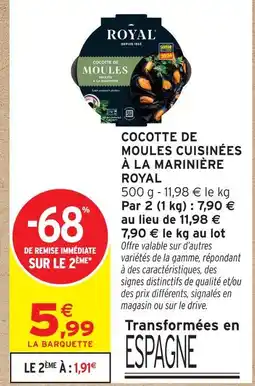 Intermarché Royal cocotte de moules cuisinées à la marinière offre