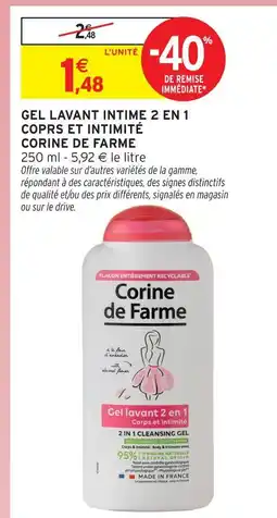 Intermarché Hyper Corine de farme gel lavant intime 2 en 1 corps et intimité offre