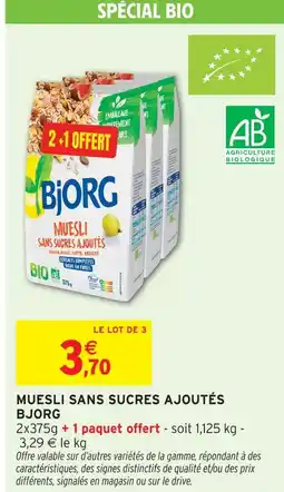Intermarché Bjorg muesli sans sucres ajoutés offre