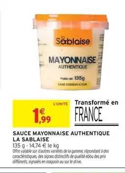 Intermarché La sablaise sauce mayonnaise authentique offre