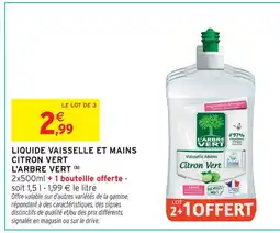 Intermarché L'arbre vert liquide vaisselle et mains citron vert (b) offre