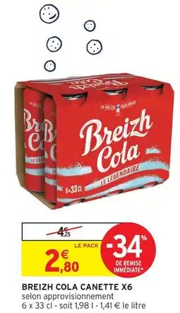 Intermarché Breizh cola canette x6 offre