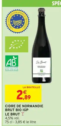 Intermarché Le brut cidre de normandie brut bio igp offre