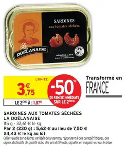 Intermarché La doëlanaise sardines aux tomates séchées offre