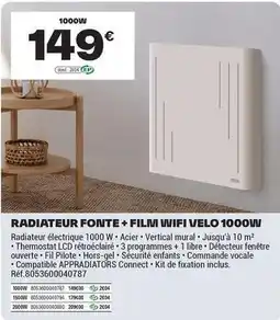 Brico Dépôt Radiateur fonte + film wifi velo 1000m offre