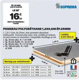 Brico Dépôt Soprema - panineau polyurethane 1,2x0.6m ép.25mm offre