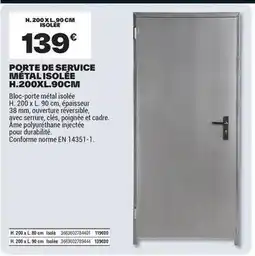 Brico Dépôt Porte de service metal isolee h.200xl.90cm offre
