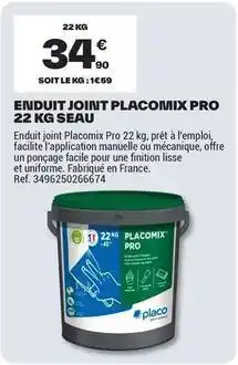 Brico Dépôt Placo - enduit joint mix pro 22 kg seau offre