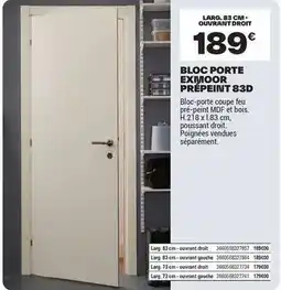 Brico Dépôt Bloc porte exhijoor prépeint 83d offre